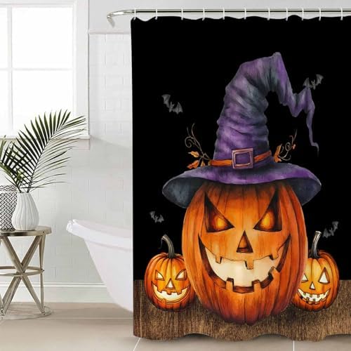 ZOE GARDEN Halloween Bathroom Set with Curtain Rug and Hooks