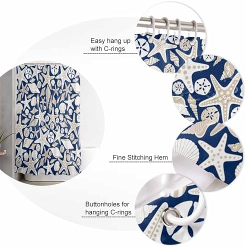Navy Blue Ocean Bathroom Set with Rug and Accessories