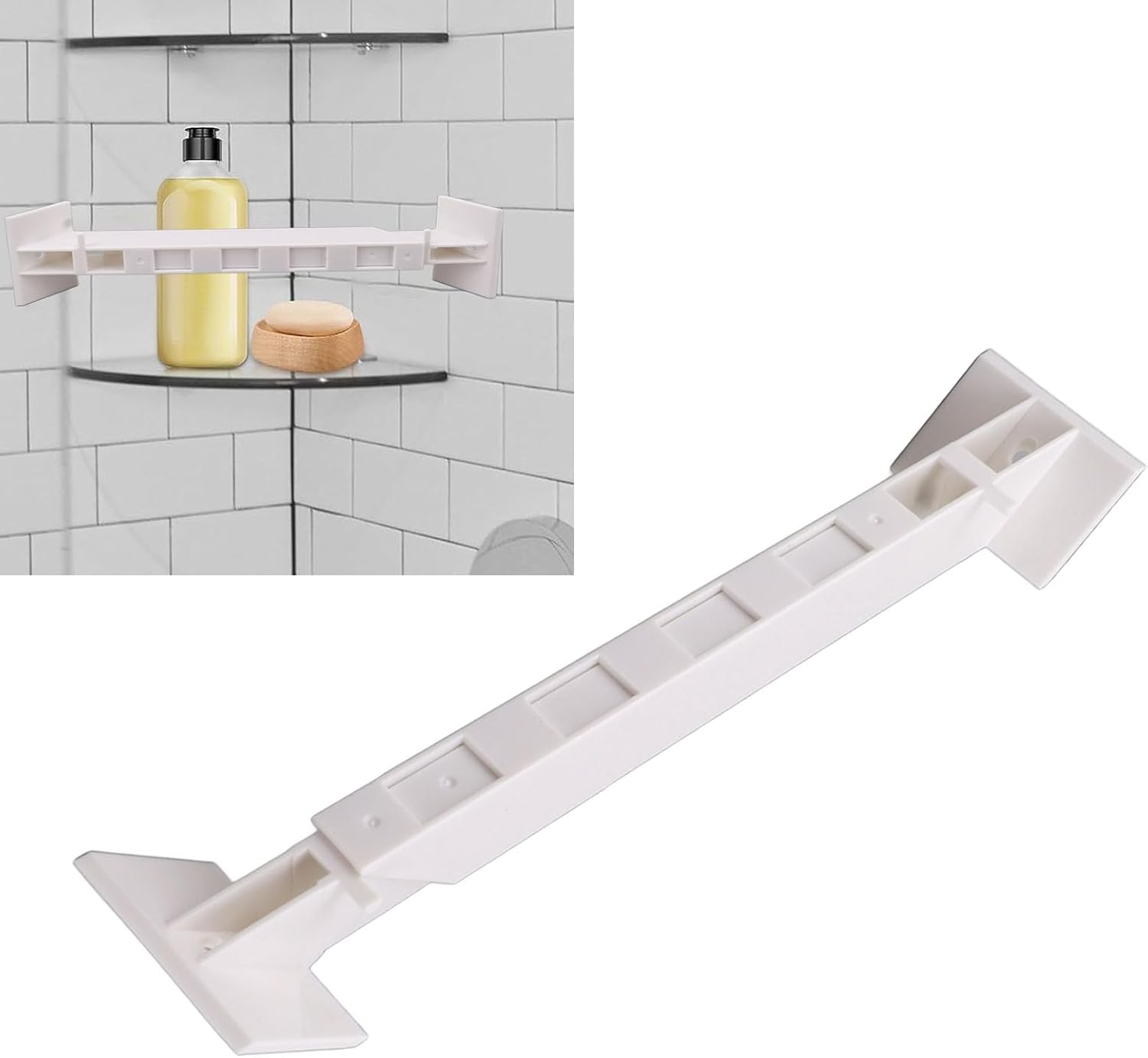Cyrank RV Corner Shower Bar Storage Organizer