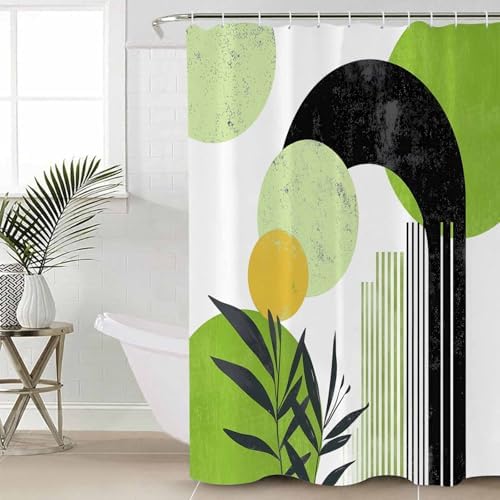 ZOE GARDEN Boho Green Bathroom Set with Curtain Rug and Hooks
