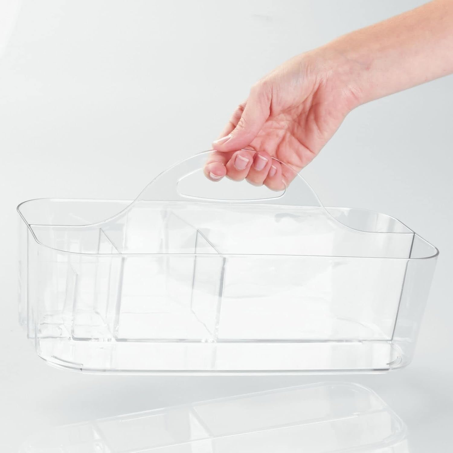mDesign Clear Plastic Shower Organizer Basket with Handle