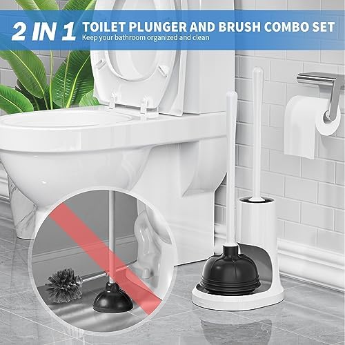 Uptronic Toilet Plunger and Brush Combo Set with Holder