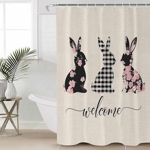 ZOE GARDEN Easter Bunny Bathroom Set - Waterproof Curtain Rug Accessories