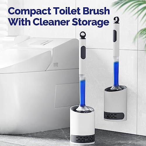 HAMITOR Toilet Brush Holder Set with Silicone Brush