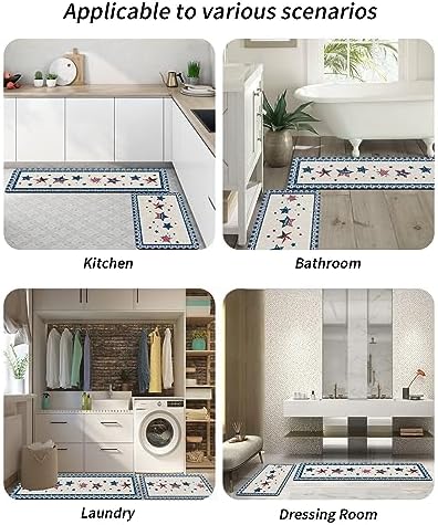Funnywall88 2PCS Independence Day Bath Rugs Non-Slip Diatomite Mats