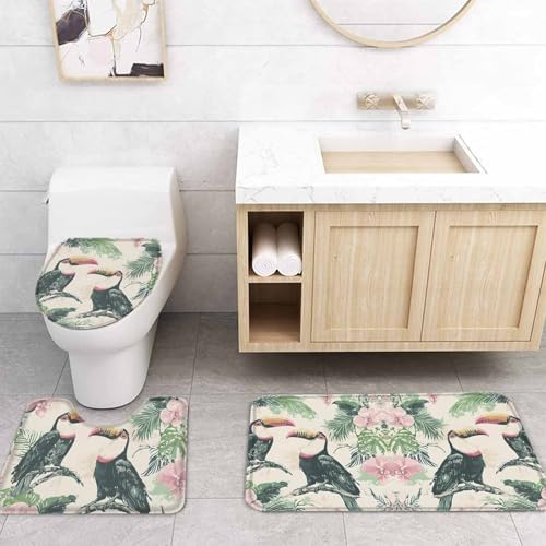 ZOE GARDEN Summer Parrot Bath Set with Curtain and Rug