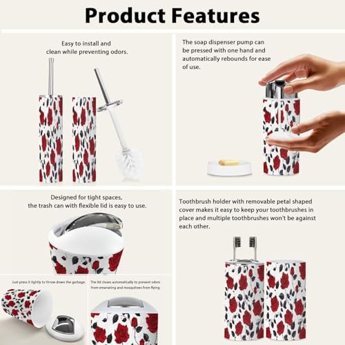 Boho White Bathroom Accessory Set of 6