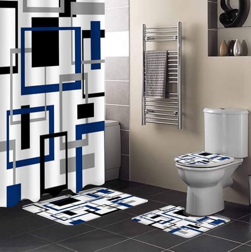 ZOE GARDEN Geometric Blue Bathroom Set