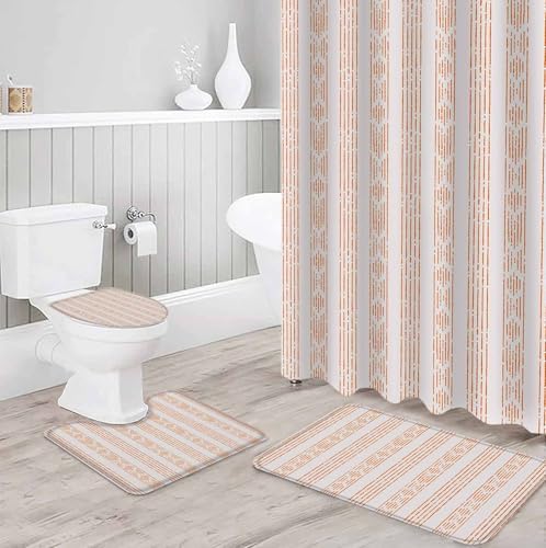 ZOE GARDEN Orange Boho Bathroom Set with Rug and Hooks