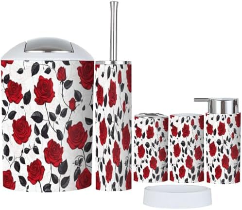 Boho White Bathroom Accessory Set of 6