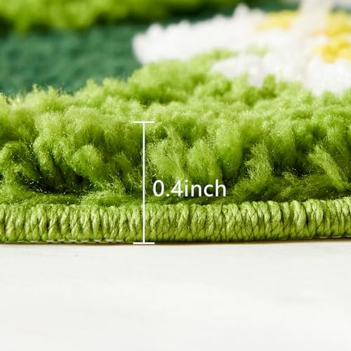 Ouyattle Cute Green Floral Bath Mat Microfiber 1