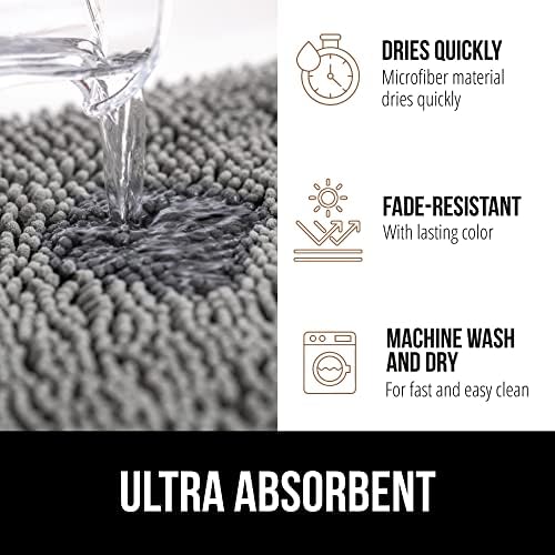 Gorilla Grip Thick Chenille Bath Rug 60x17 Grey