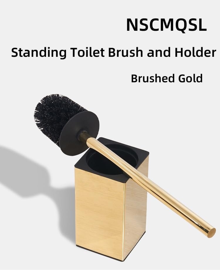 Stainless Steel Toilet Brush Holder with Brushed Gold Finish