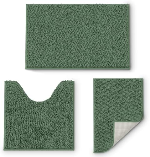 RUN HELIX Christmas Green Bathroom Rugs 3 Piece Set