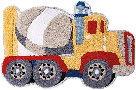 dream FACTORY Trains and Trucks Dump Truck Bath Rug Yellow 20x30