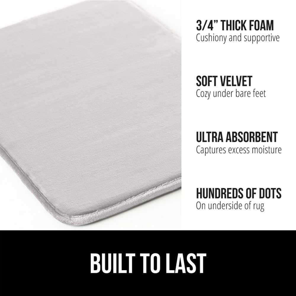 Gorilla Grip Bath Rug Velvet Mat 30x20 Light Gray