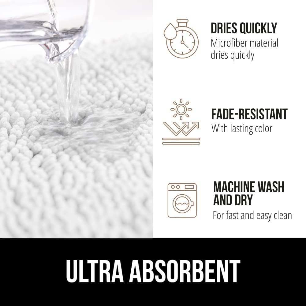 GORILLA GRIP Bath Rug Set and Toilet Mat 2 Items in White