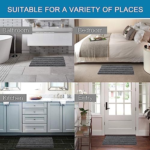 HVERSAILTEX Grey Chenille Bathroom Rug Set