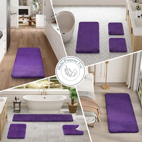 Walensee Bath Rug Non Slip Dark Purple 20x32