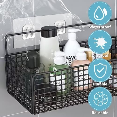 4 Pack Adhesive Hooks for Shower Caddy No Drilling