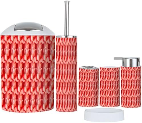 Boho Pattern Pastel Bathroom Accessory Set 6 Piece