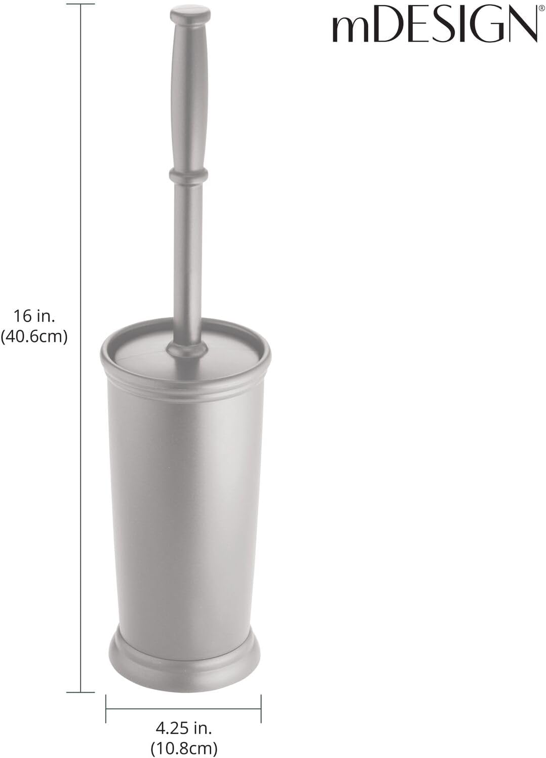 mDesign Compact Freestanding Toilet Brush and Holder - Silver