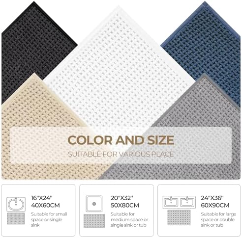 GRANNY SAYS Beige Bath Rug 24 x 16 Non-Slip Absorbent Mat