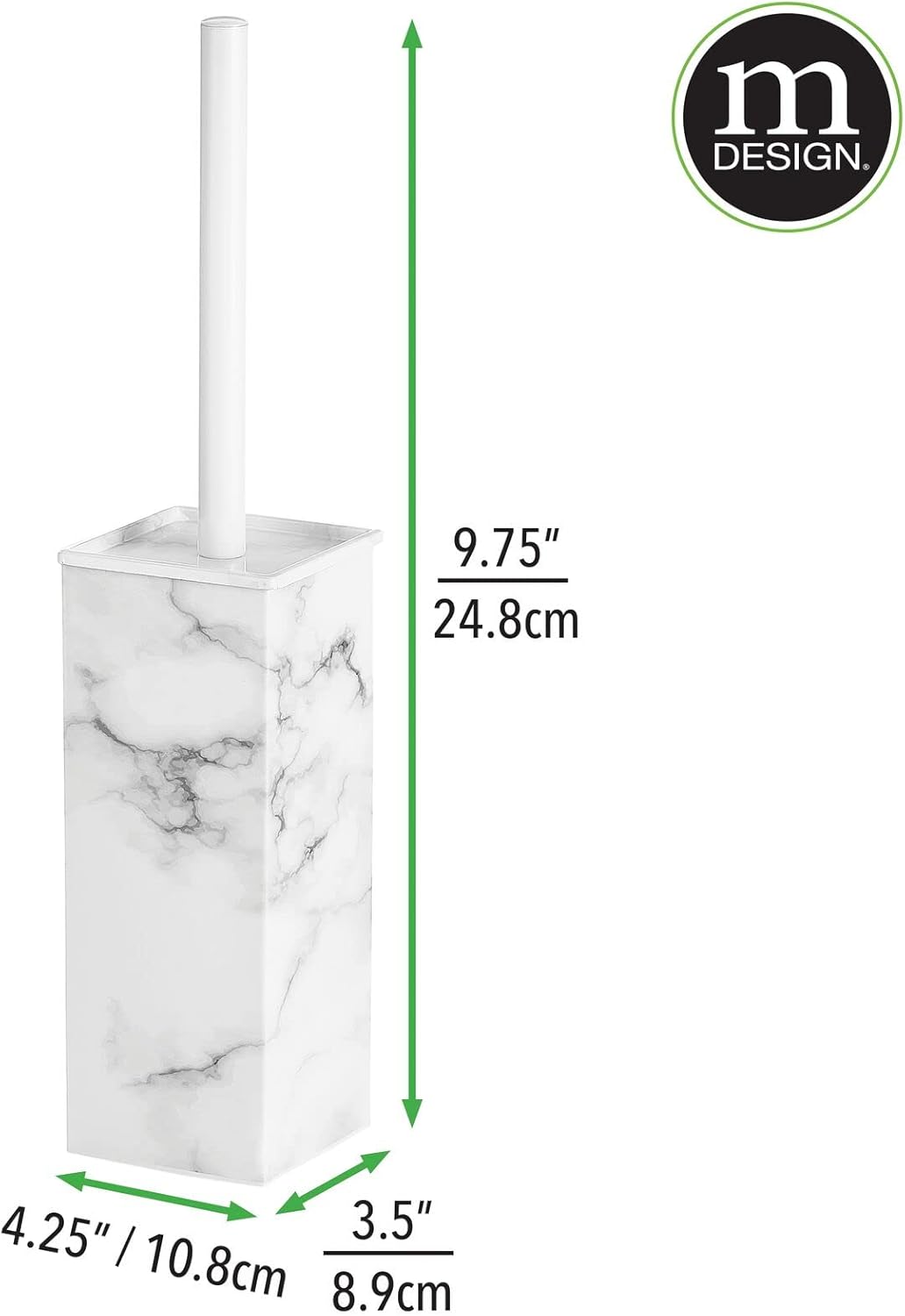 mDesign Steel Square Toilet Brush and Holder 1