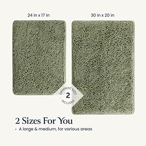 BELADOR 2-Piece Bath Rug Set - Plush Chenille Bath Mats with Rubber Backing