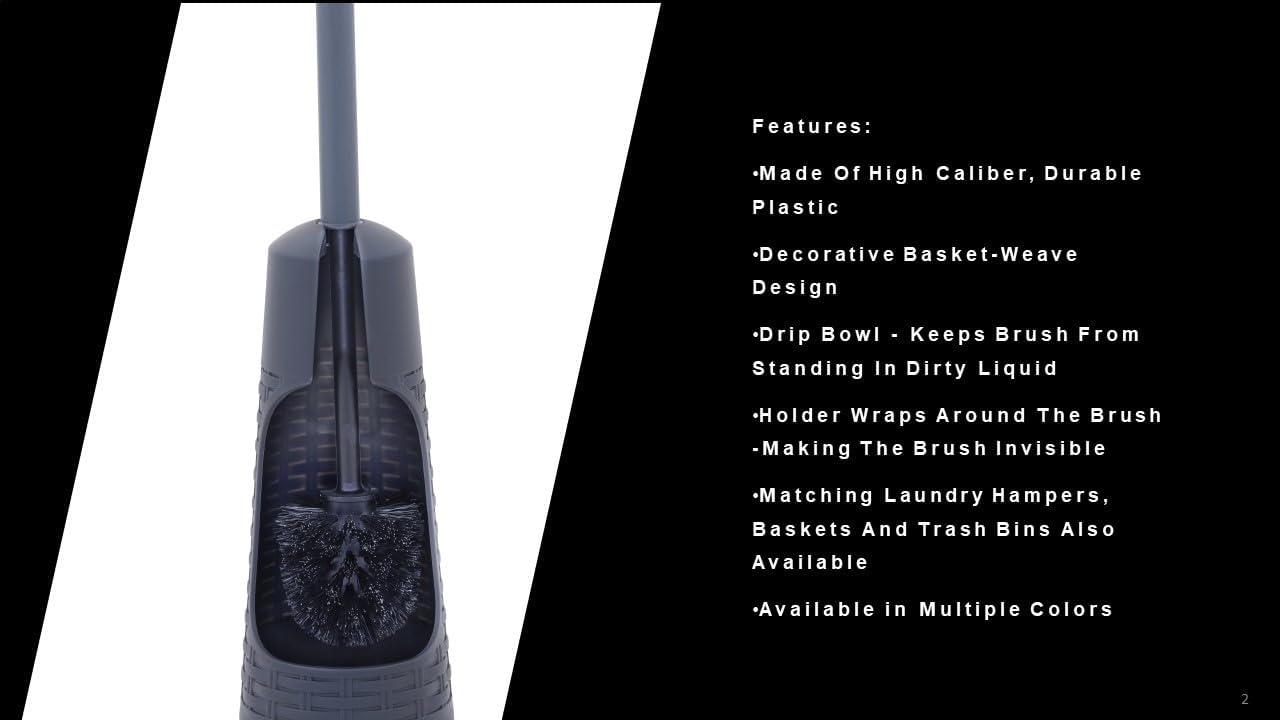 Superio Toilet Bowl Brush and Holder Charcoal Grey