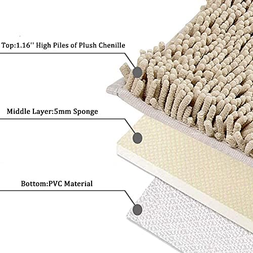 SONORO KATE Plush Bath Rug Non-Slip 3220 Beige