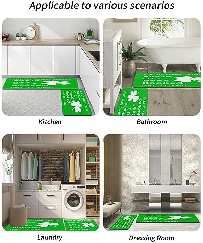 Funnywall88 2PCS St Patricks Day Bath Mats Non-Slip Diatomite Floor Mats