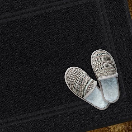 Tens Towels Pack of 2 Bath Mats Black 20x32 Inches