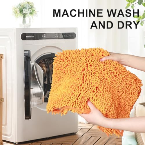 Vctops Orange Fall Plush Chenille Bath Rug