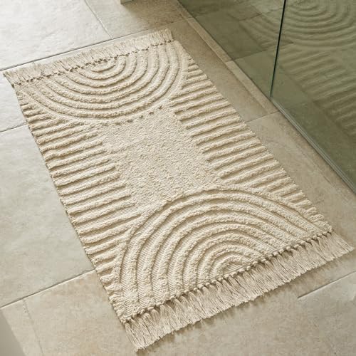 KIBAGA Boho Tassel Rug 24x36 Inch for Bathroom