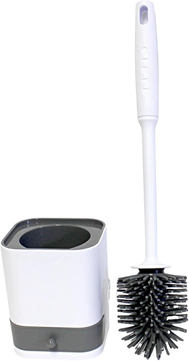 Silicone Toilet Brush with Holder - No-Drill Mount Ventilated Design