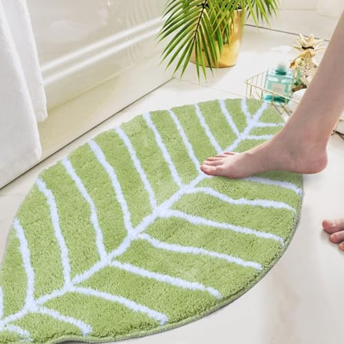 HelloTree Green Leaf Bathroom Rug for Kids 1