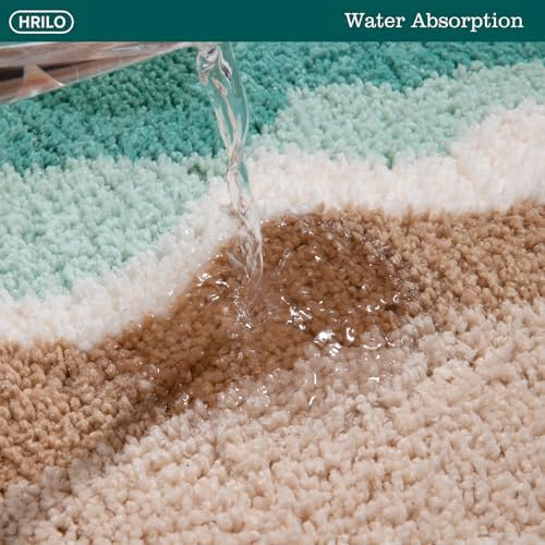 HRILO Microfiber Bath Rug Non-Slip Plush 315 X 197 Inches Green