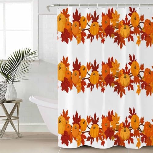 Thanksgiving Bathroom Set with Shower Curtain Rug and Hooks