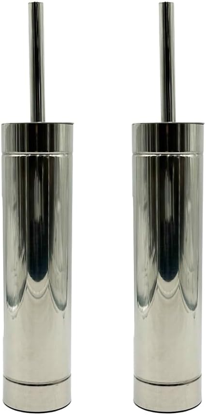 TRIO HOME Toilet Brush Set with Holder 2 Pack Chrome