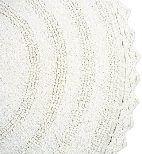 DII Crochet Bath Mat Reversible Round 275 Inch White 1