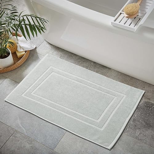 Feather Stitch 2 Piece Bath Mat Set - Silver Birch