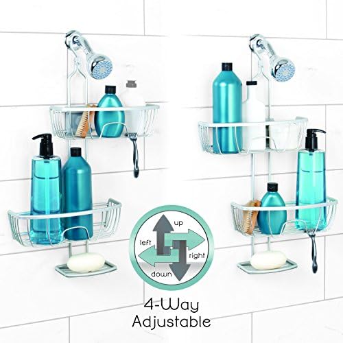 Zenna Home NeverRust Shower Caddy with Adjustable Shelves and Hooks