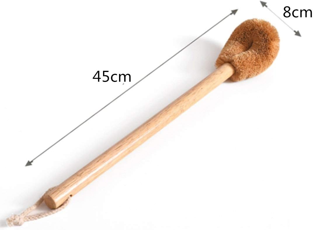 Qiny Wood Handle Toilet Brush 2 Pack