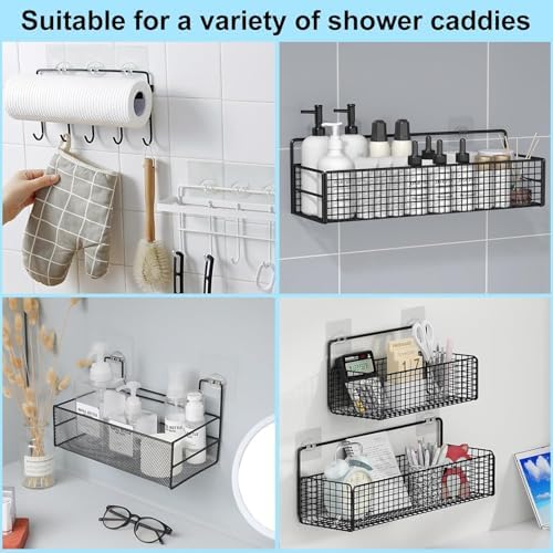 Shower Caddy Adhesive Hooks 15-Pack Strong Suction Stickers