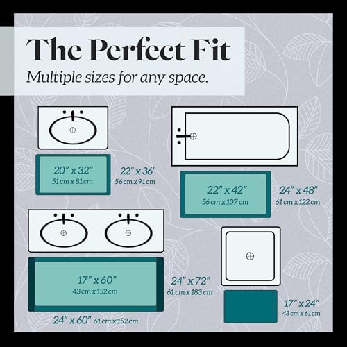 Genteele Bath Mats Non Slip Grey 17x24 Memory Foam Rugs
