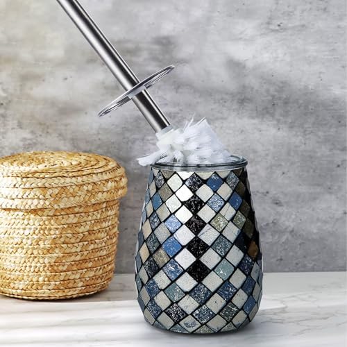 Modern Toilet Brush and Holder Set Black Gold