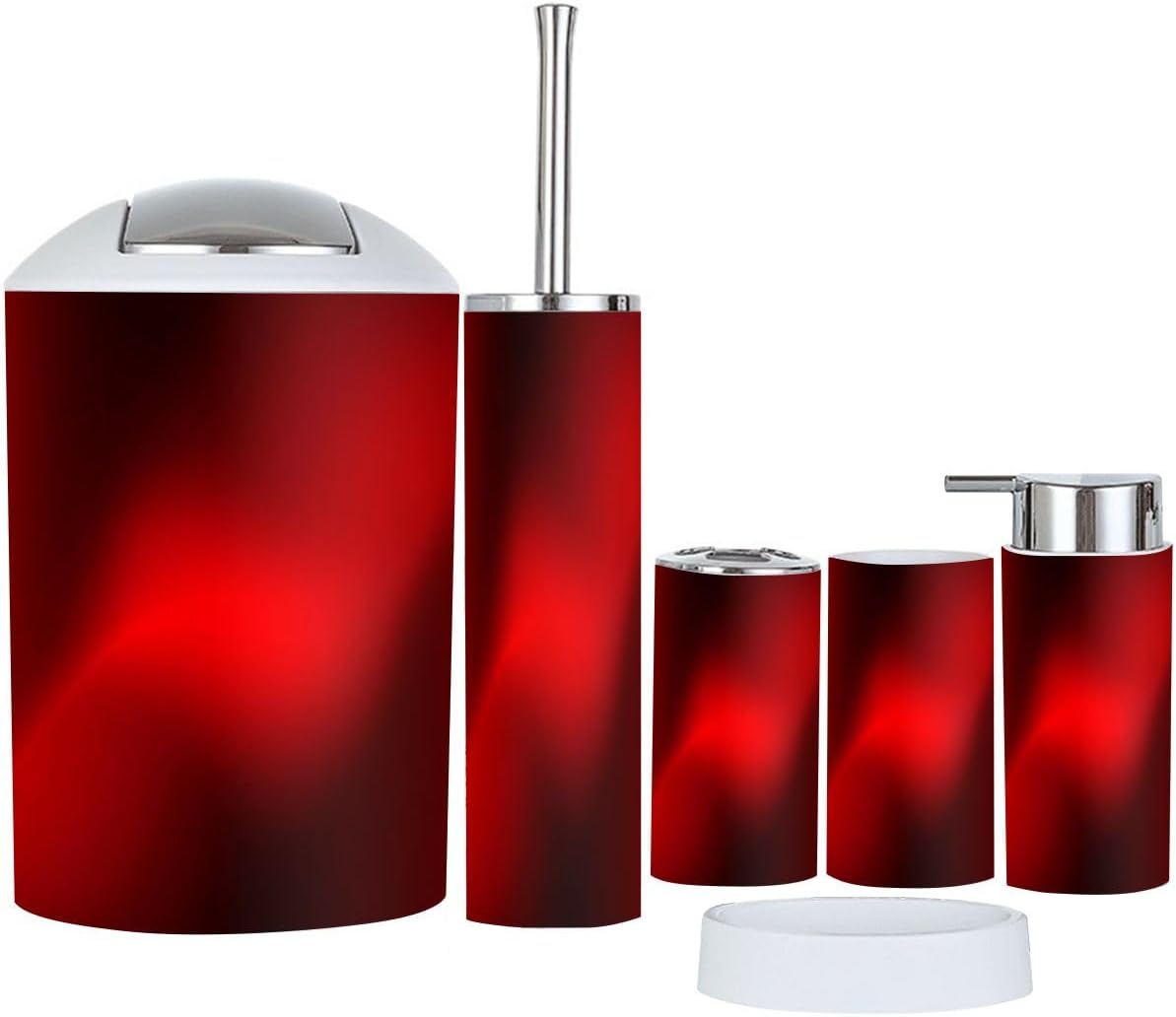 Boho Dark Red Bathroom Accessory Set 6 Piece