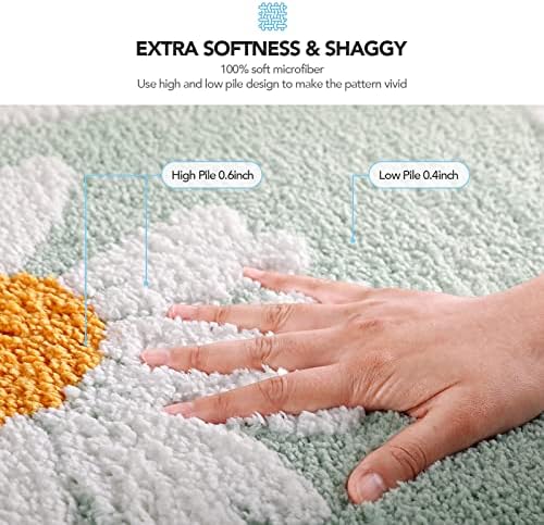 ANNARUGER Green Bathroom Rug 17x25 Non-Slip Shaggy Mat