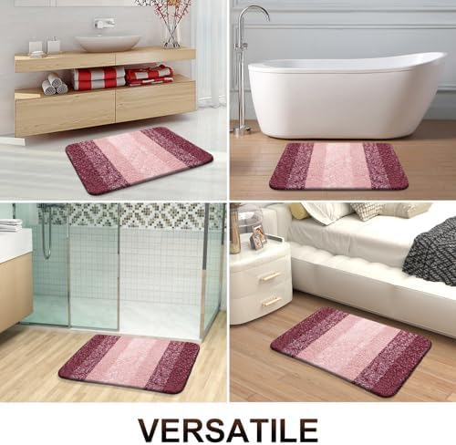 OLANLY Red Microfiber Bath Mat 47x17 Quick Dry
